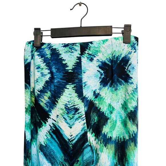 Ariella Medium Geometric Print Wide-Leg Pants - Teal, Aqua, Black, Navy & Green - Picture 3 of 9